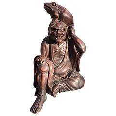 Japanese Fabled Immortal Sage with "Three Legged Money Toad" 175 Years Old