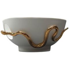 Limoges Porcelain Bowl with Snake by Alexandre Nicolas, France, 2015