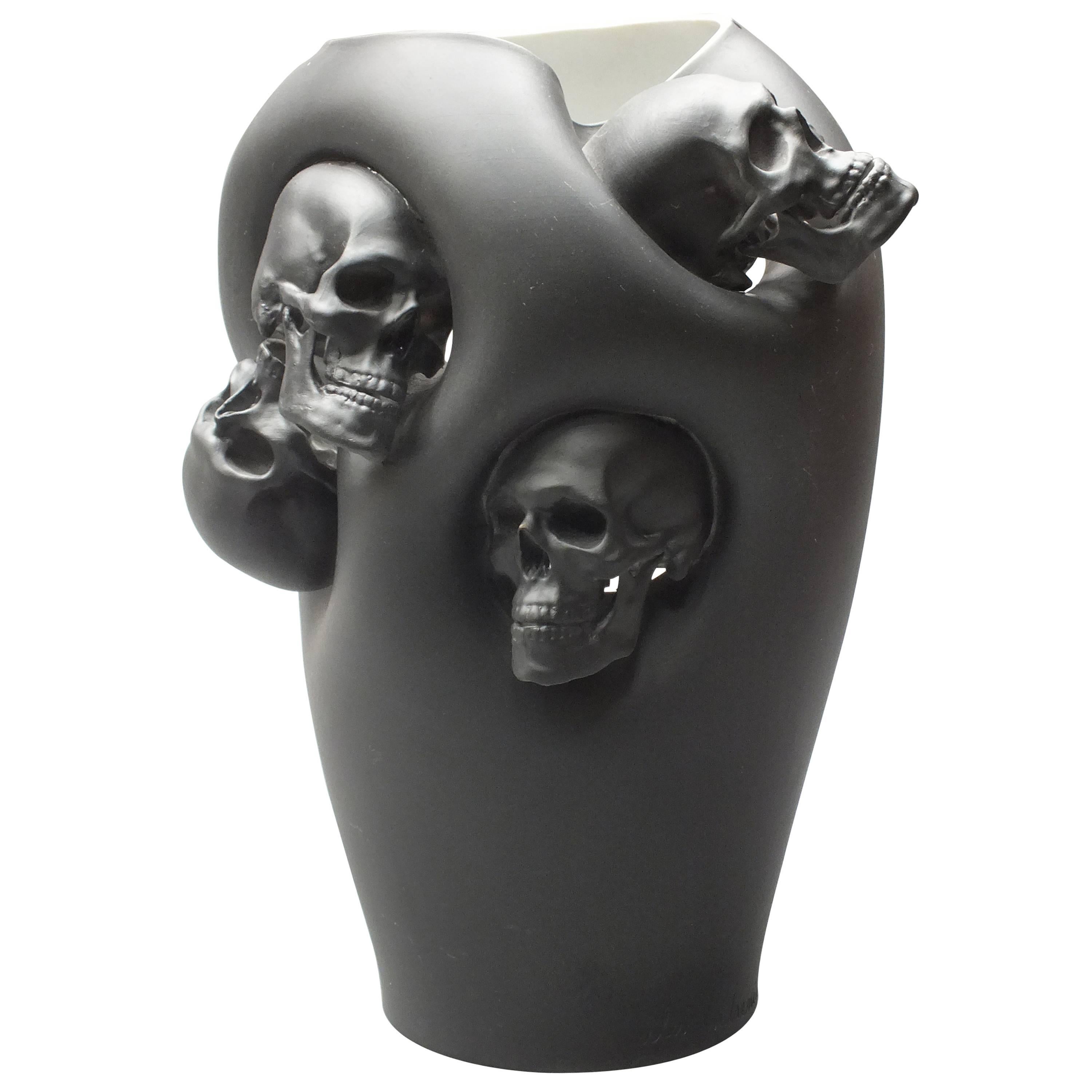 Limoges Porcelain Vase with Skulls by Alexandre Nicolas, France, 2013 For Sale