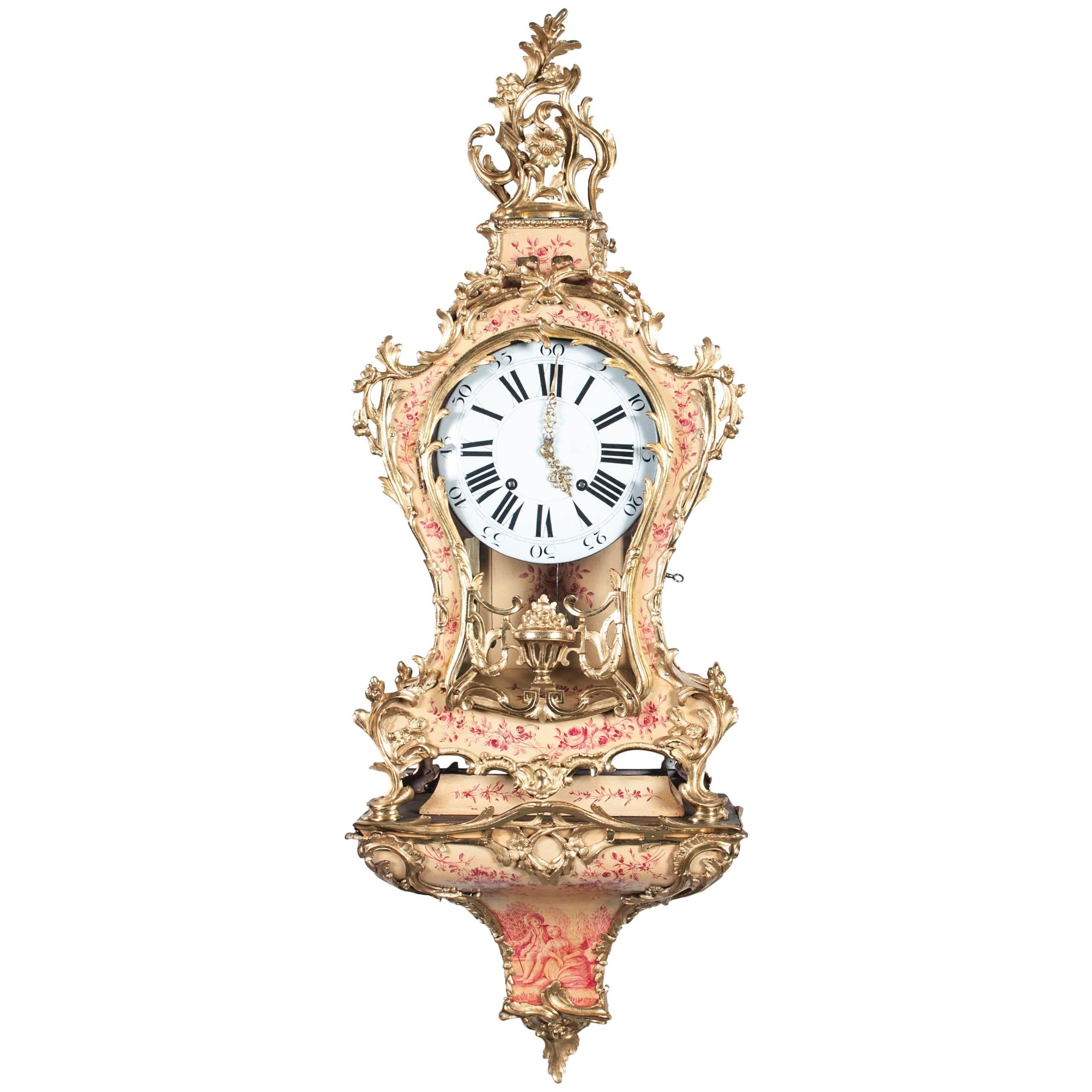 Very Attractive So Called "Vernis Martin" Swiss Console Clock, circa 1760 For Sale