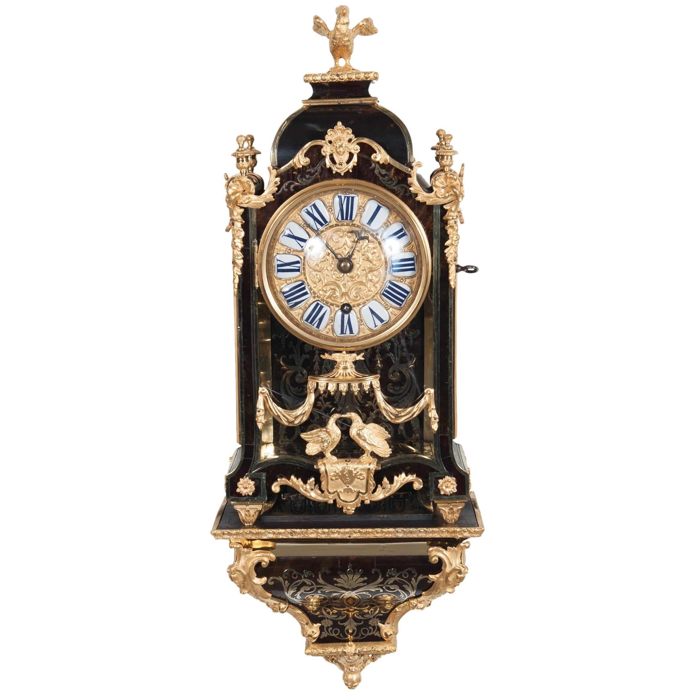 Small Decorative Louis XIV Boulle Inlaid Bracket Clock, circa 1720 For Sale