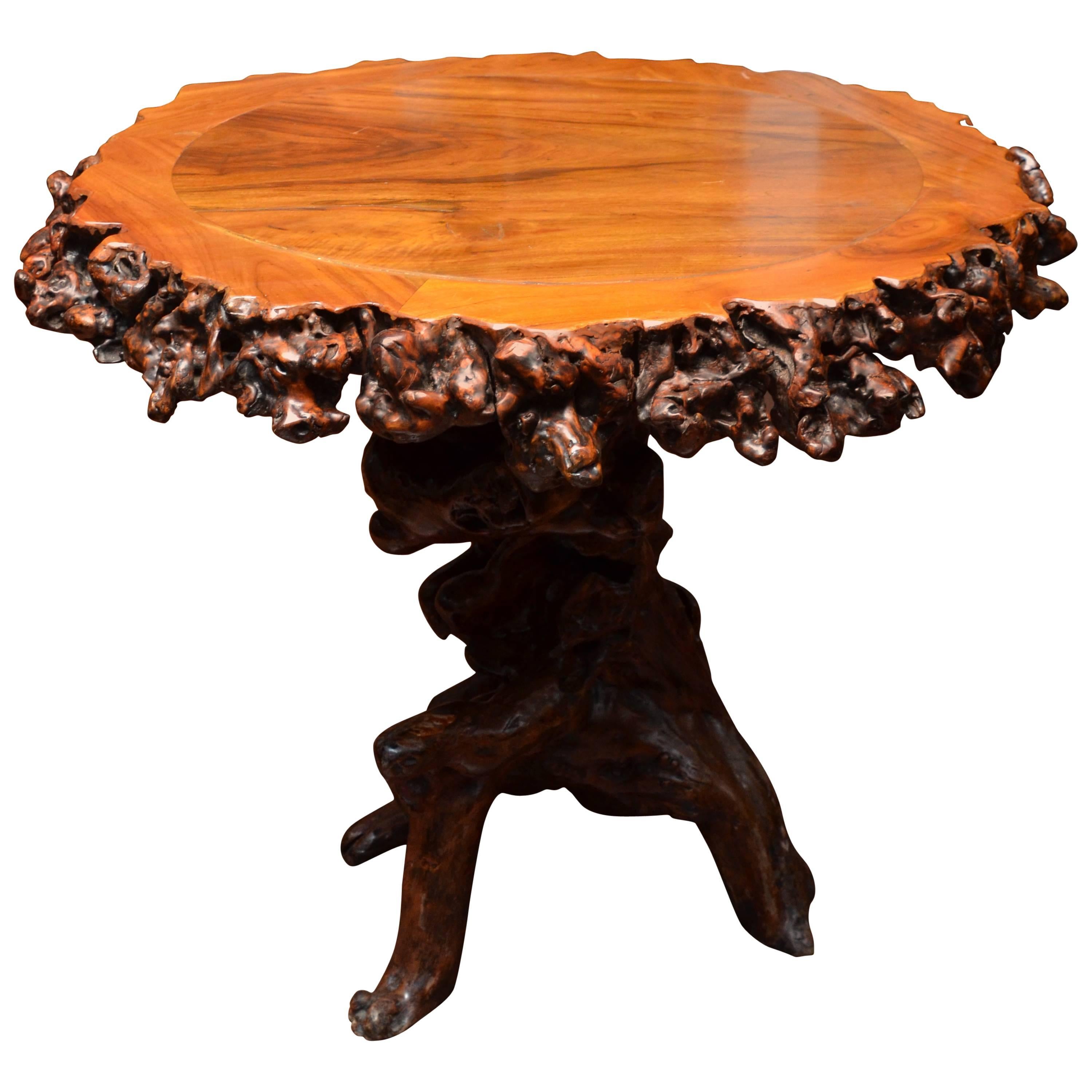 Turn of the Century Q'ing Dynasty Elm Root Dining Table For Sale