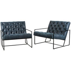 Diamond Tufted Thin Frame Lounge Chair by Lawson-Fenning