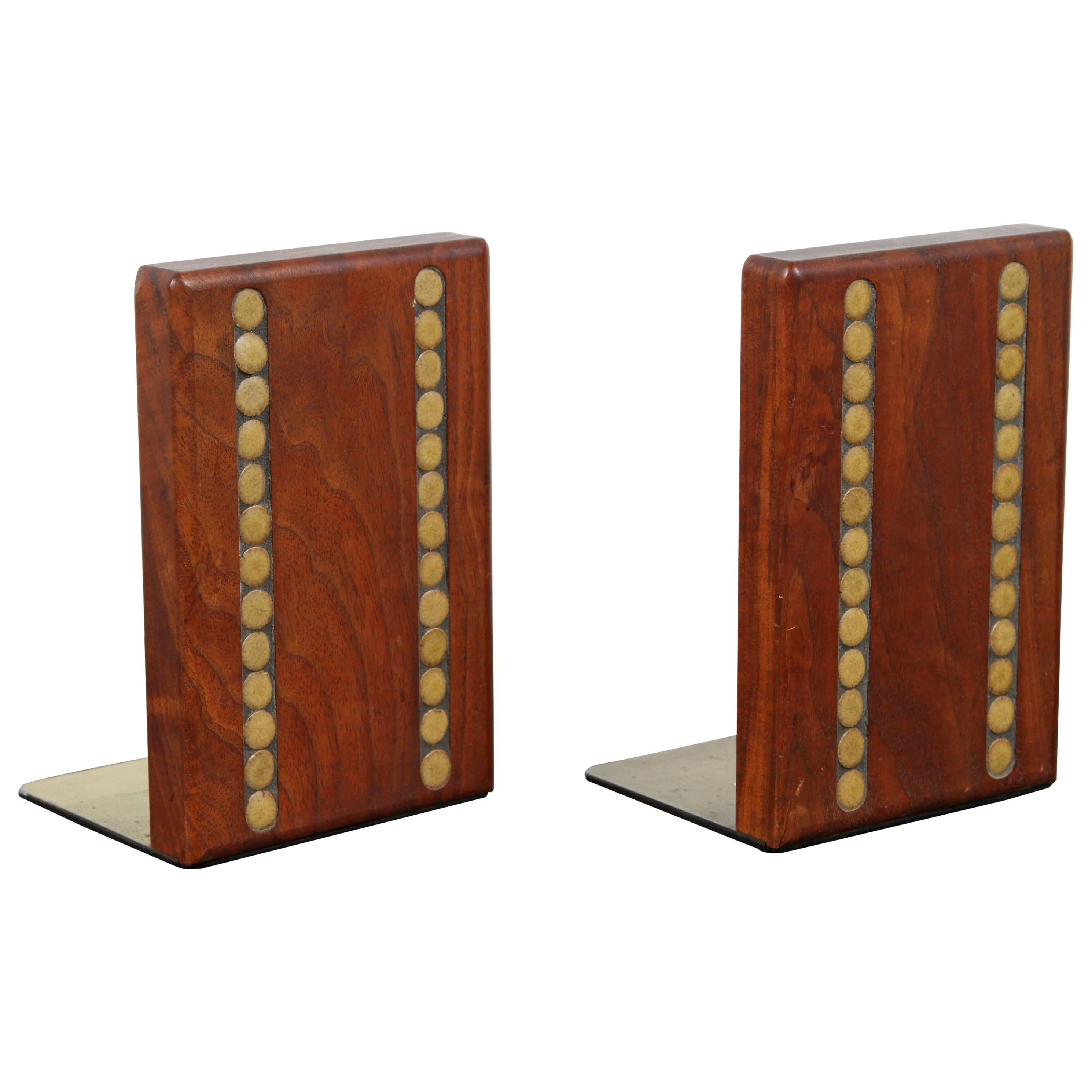 Teak and Ceramic Bookends by Martz