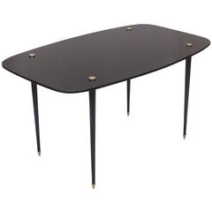 French 1950s Black Glass Side Table