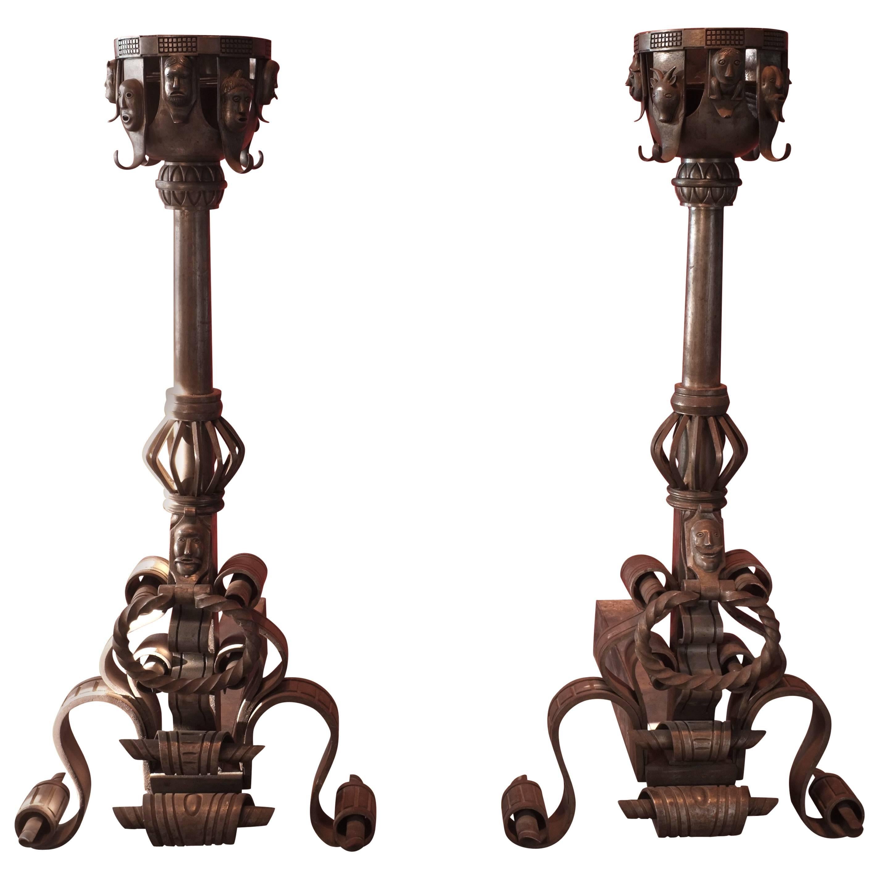 Pair of 19th Century Andirons For Sale