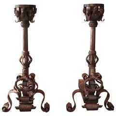 Antique Pair of 19th Century Andirons