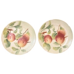 Pair of Antique French Majolica Fruit Plates