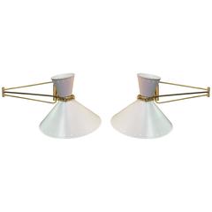 Pair of French, 1950s Wall Lights by René Mathieu for Lunel