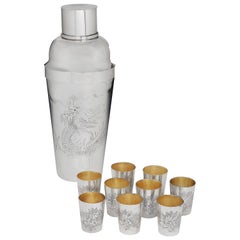 Antique Oversize Cocktail Shaker Set by Kut Hing, 1920s