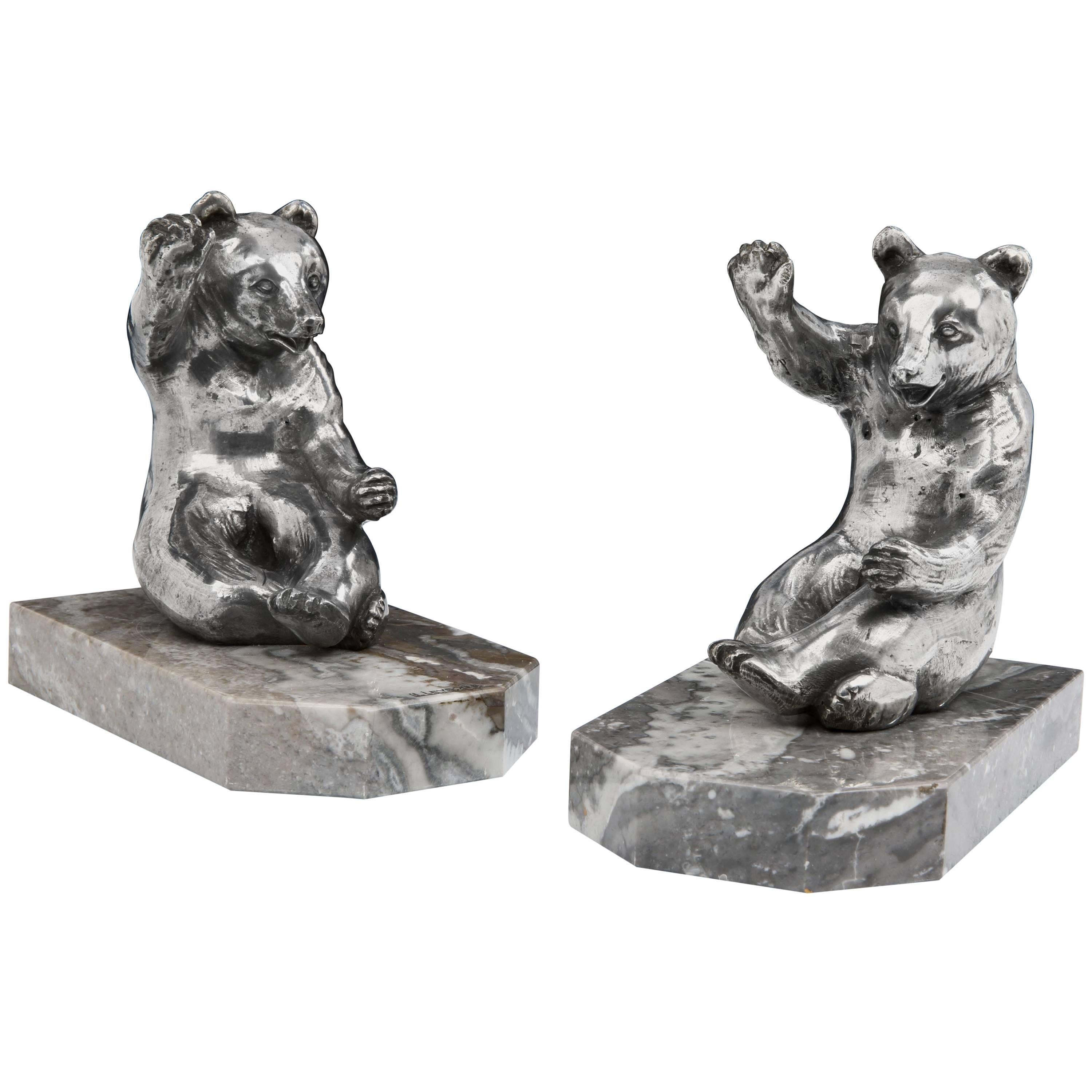 'Bear Cub' Bookends by Leveque, 1930s