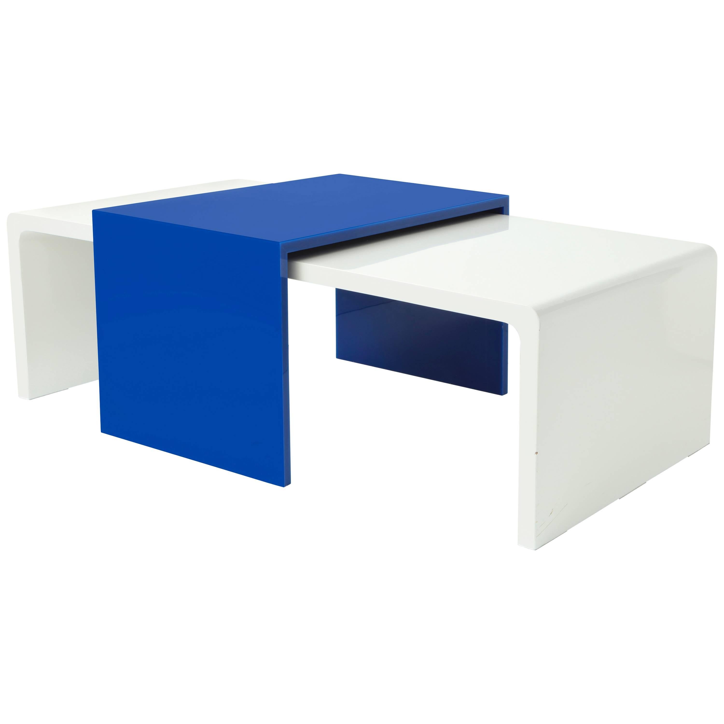 Azul and White Acrylic Coffee Table