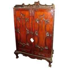 Antique English "Period Chippendale Design" Two-Door Wardrobe or Cupboard