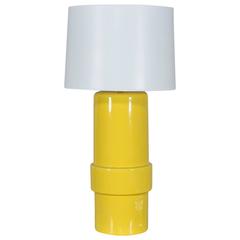 Vintage 1970s Yellow Ceramic Italian Table Lamp 8