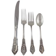 Rose Point by Wallace Sterling Silver Flatware Set Service 24 Pieces