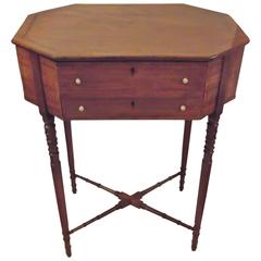 Antique English Flip Top Sewing Work Side Table