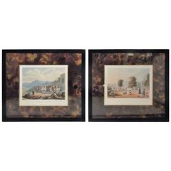 A Pair of Antique Hand Colored Aqua Tint Engravings of India, 1826 1
