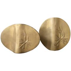 Pair of Mid-Century Solid Brass Asian Flare Vases by FURNISH Inc
