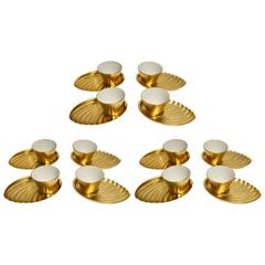 12 Seafood Sets '24 Pieces' All-Over Gold Pickard 12 Shell Plates and 12 Cups
