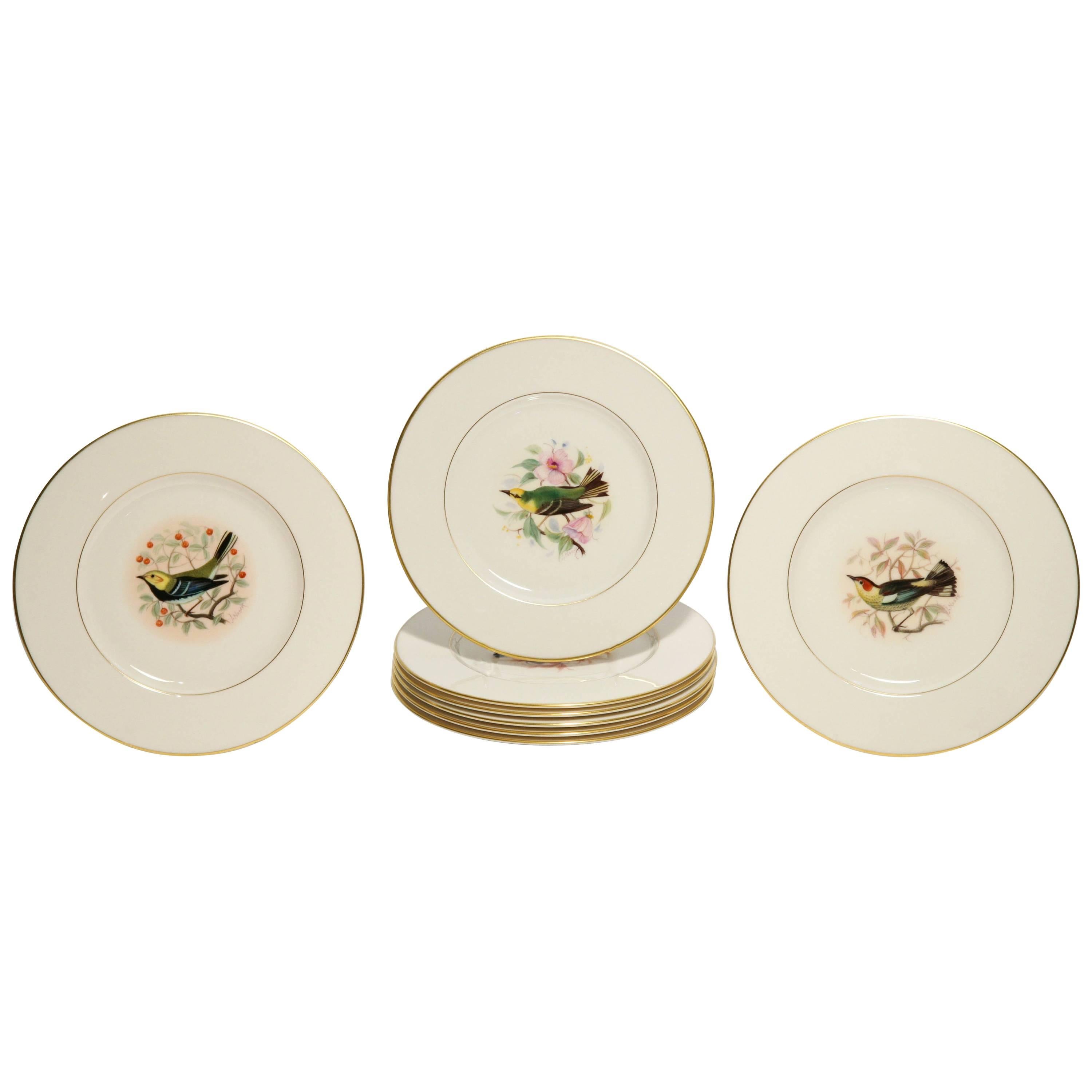 A very pretty set of vintage porcelain plates that would be perfect for first course, salad or desserts. These would also certainly enhance a cabinet or wall display too. Created by Jan Nosek, one of Lenox's premier artisans. Please see our matching