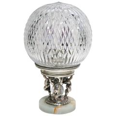 Antique Crystal and Silver Plate Figural Desk or Table Light, Signed Pairpoint 7