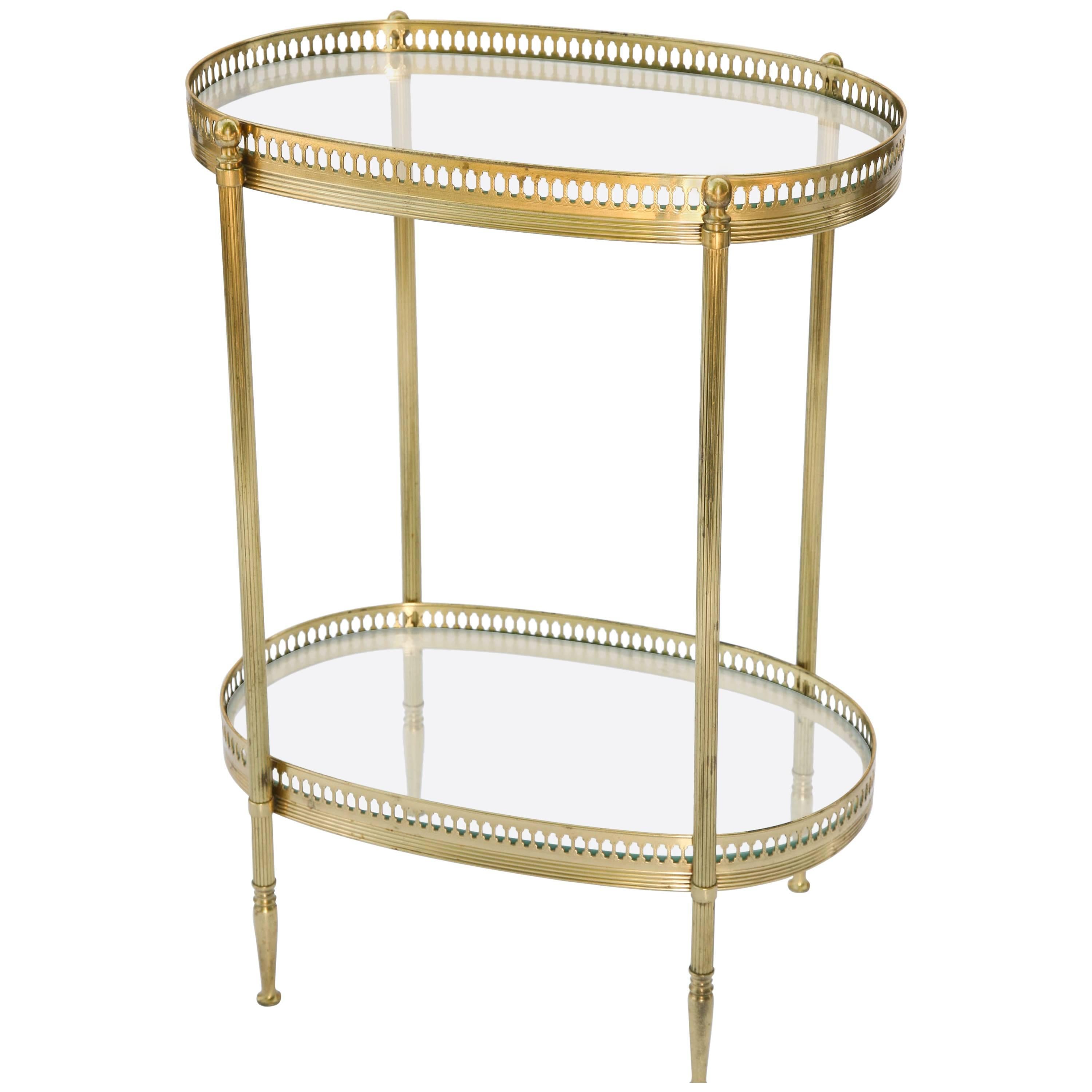 Jansen Style Two-Tier Side Table of Brass