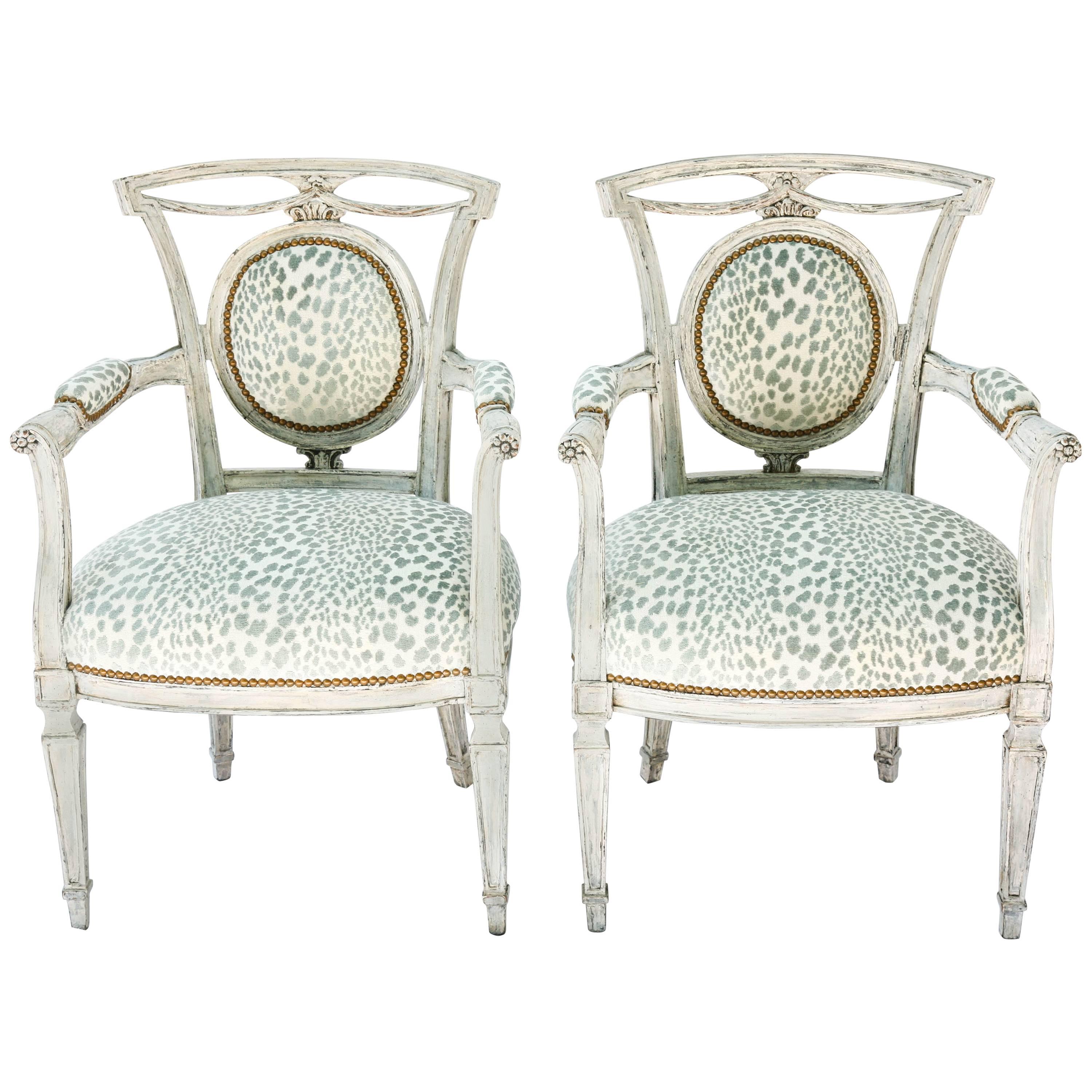 Pair of Venetian Style Painted Armchairs, Early 20th Century