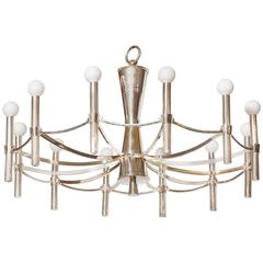 Italian Silver Plated Twelve-Light Chandelier