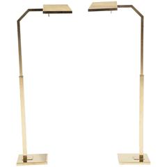 Pair of Italian Brass Adjustable Height Reading Lamps