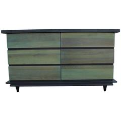 Sleek Interesting Two-Tone Dresser in Ebony and Green Dye