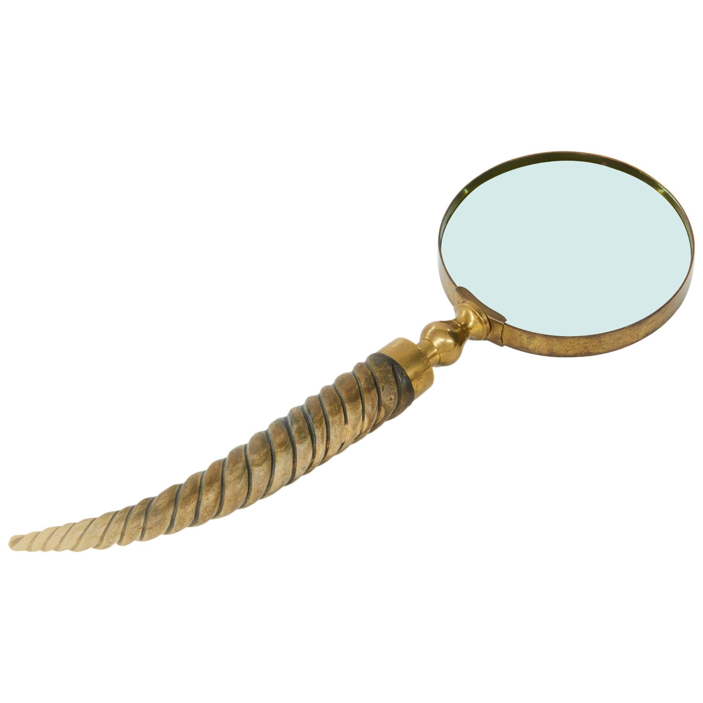 Vintage Magnifying Glass with Carved Wood Handle