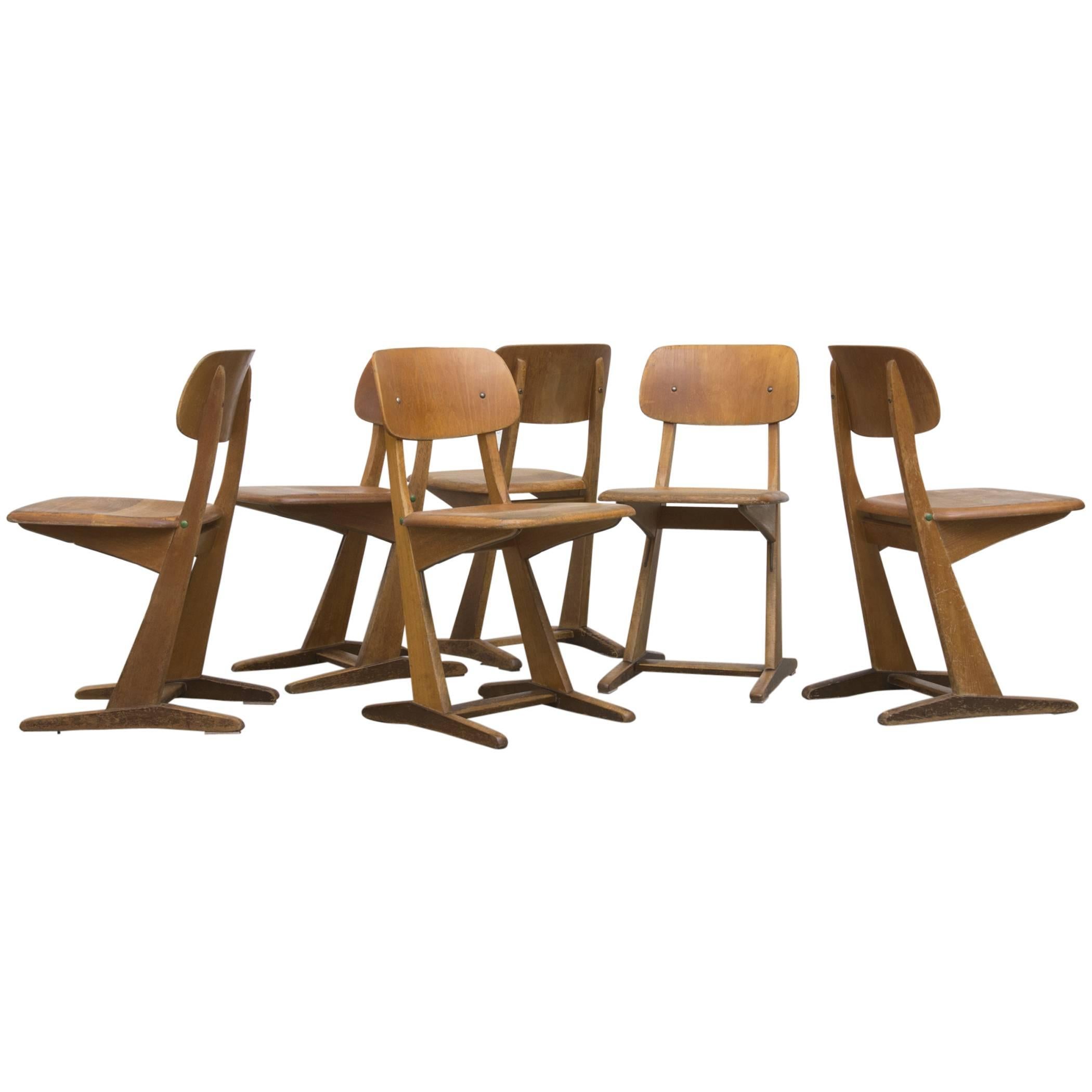 Set of Six Kids Casala Solid Wood Chairs