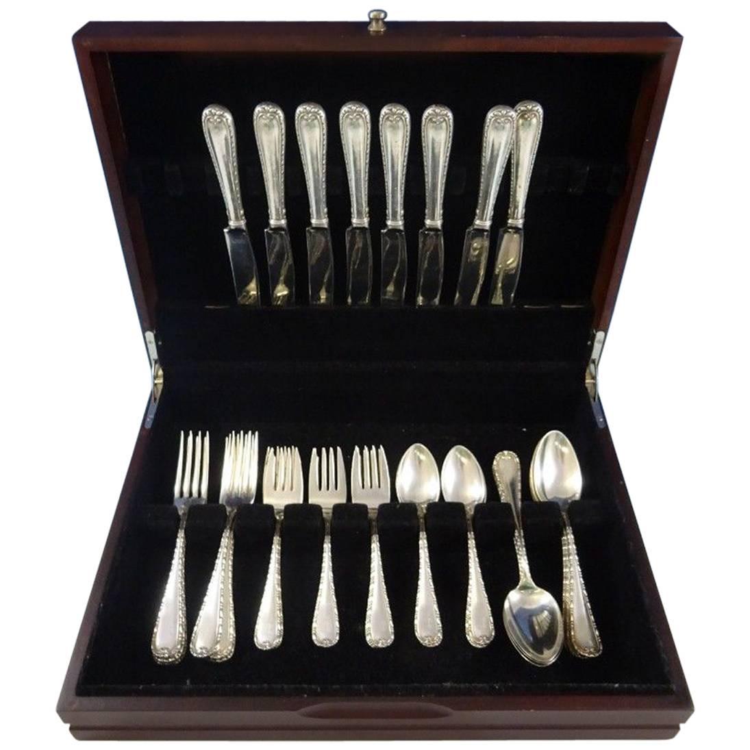 Rare crystal by Frank Whiting sterling silver 40 piece flatware set. This set includes:

Eight knives, 8 5/8