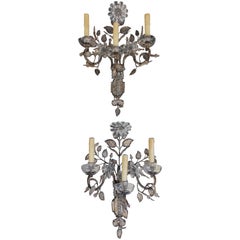 Pair of French Maison Baguès Style Crystal Sconces, Circa 1880