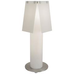 white cylinder table White Glass Cylinder Table Lamp with Satin Aluminum Base