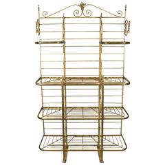 Antique French Iron and Brass Bakers Rack