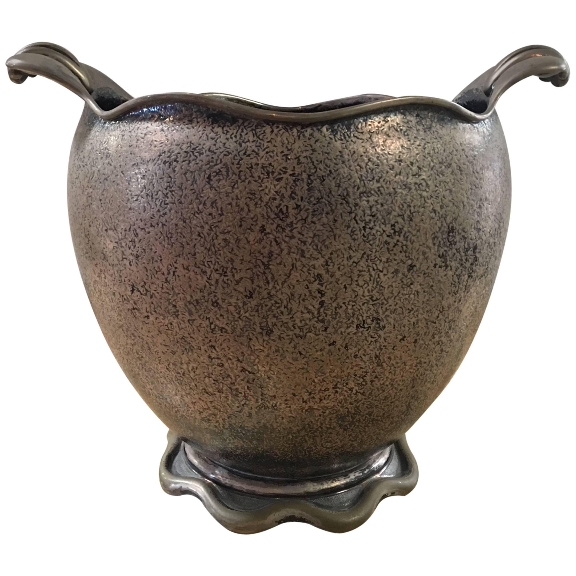 Elegant Silver Italian Vase For Sale