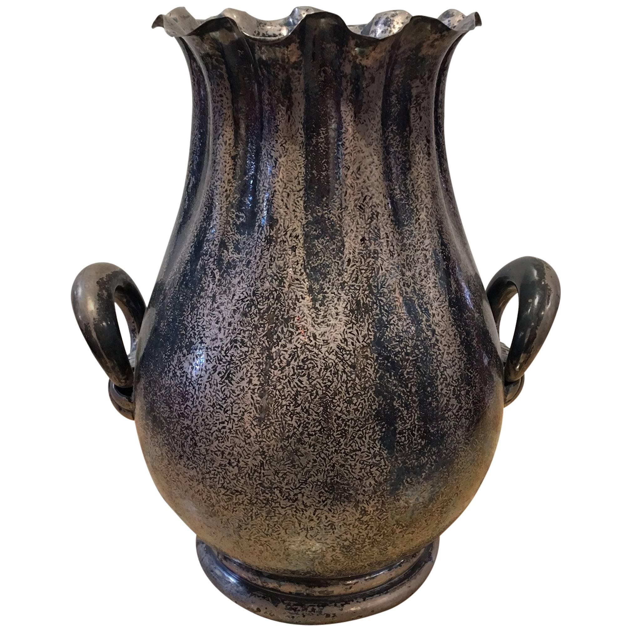 Elegant Silver Italian Vase For Sale