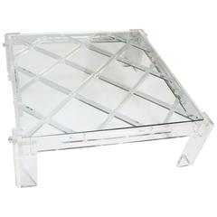 Lucite and Glass Cocktail Table 
