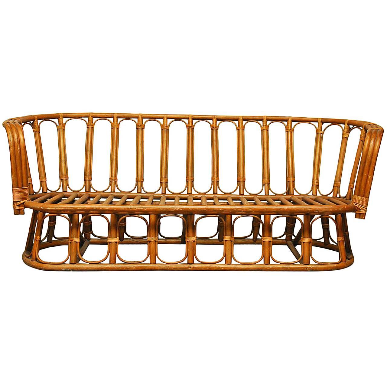 French Mid-Century Montpellier Bamboo Settee