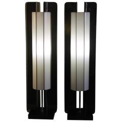 Pair of Tall Lucite Lamps