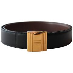 Hermès Gold H Belt Reversible Black/Brown