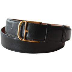 Hermès Black Belt with Gold Buckle