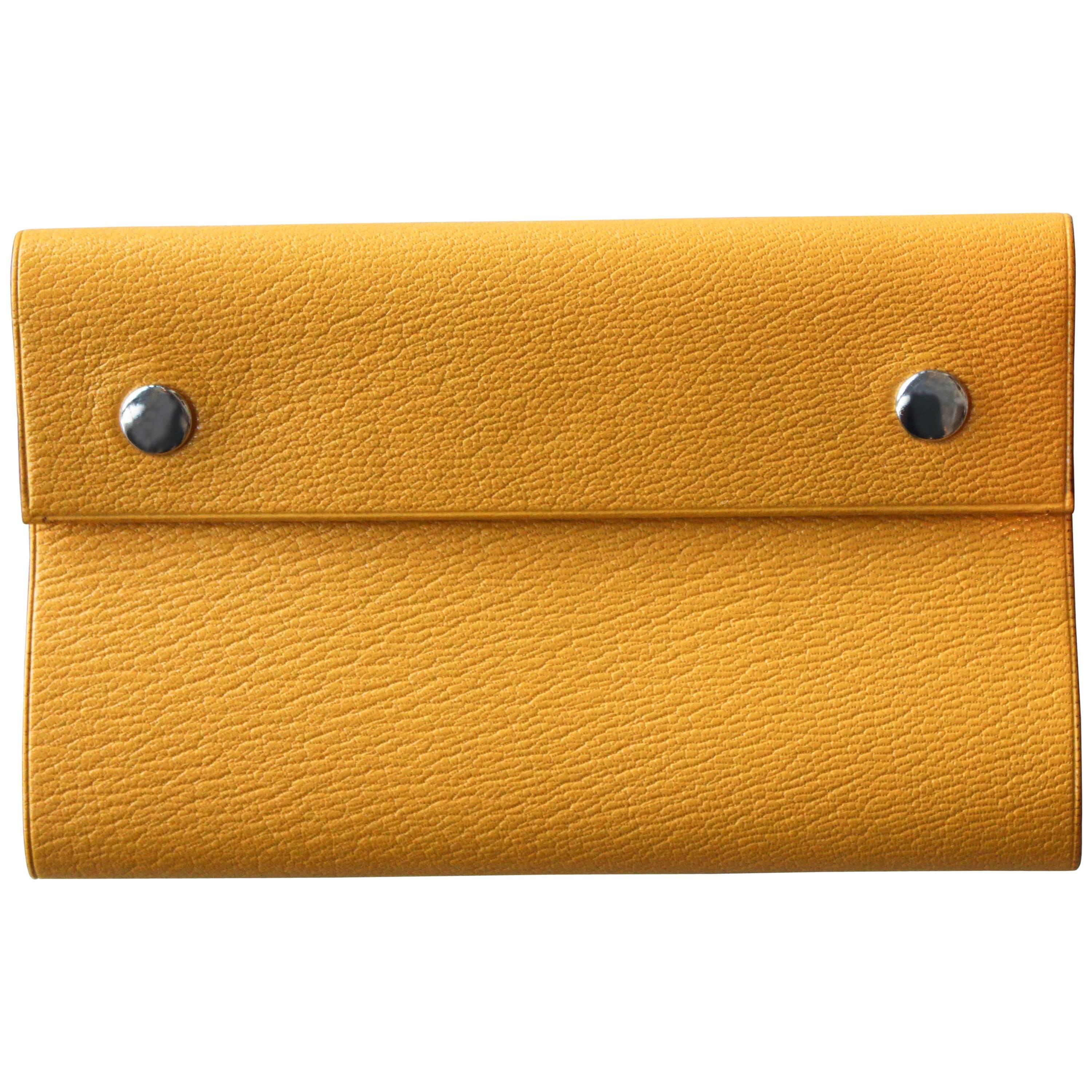 Hermès Yellow Leather Snap Folio For Sale