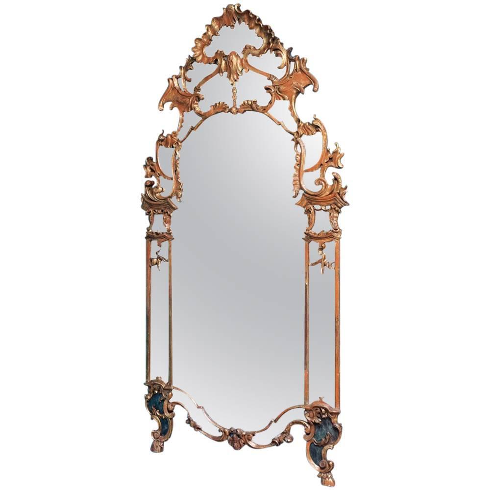 Large Mid19th Century Rococo Revival Carved Giltwood Mirror at 1stdibs