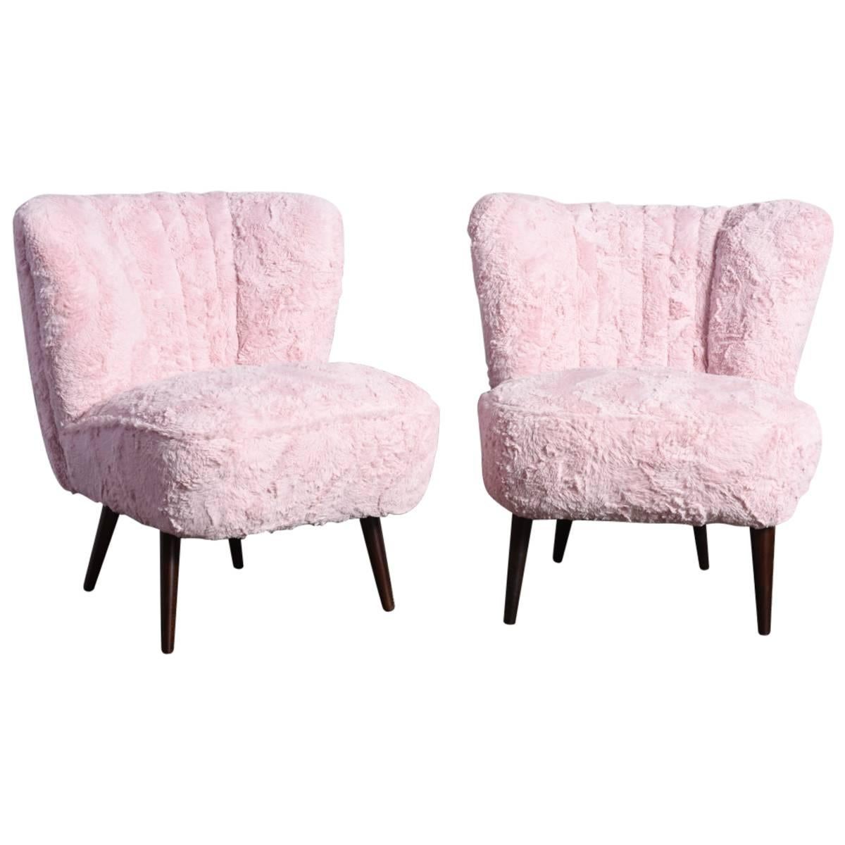 Pair of Cocktail Chairs Faux Fur