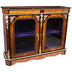 Antique Victorian Tulipwood and Kingwood Vitrine Cabinet, circa 1850