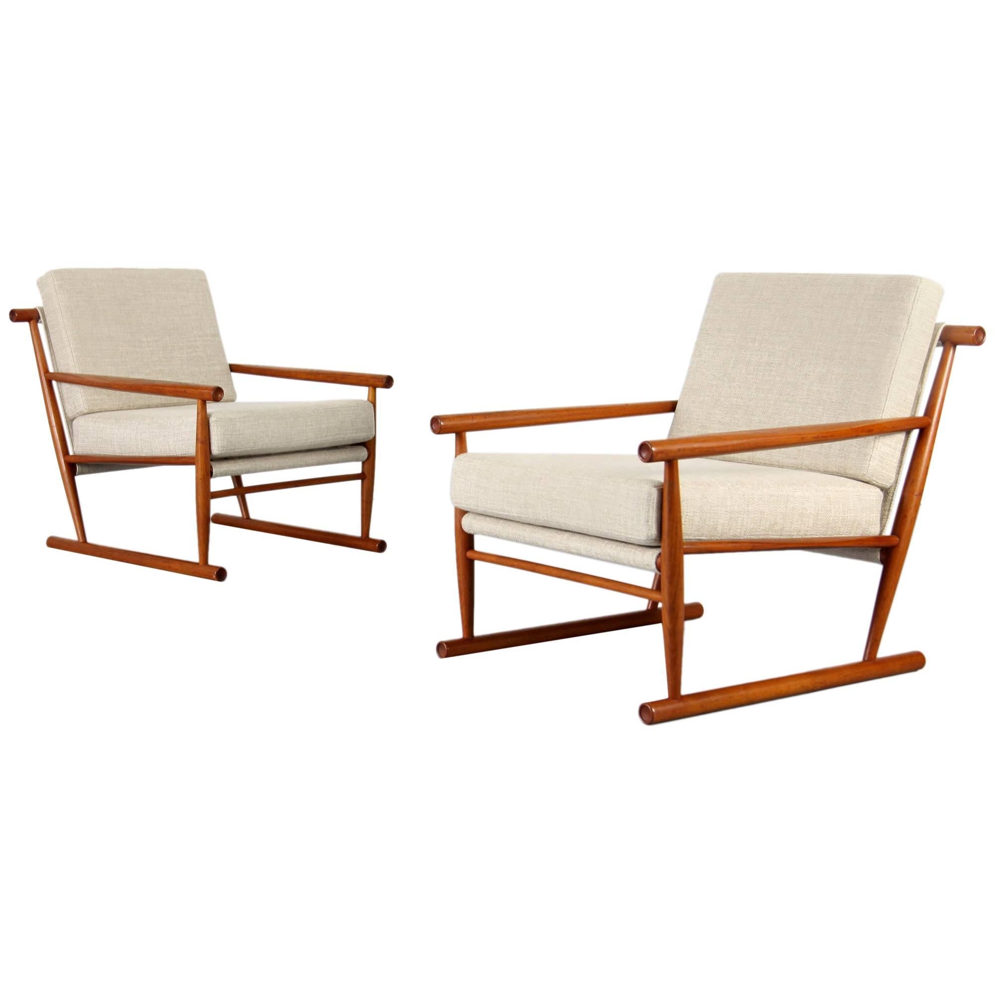 Set of Two Danish Teak Easy Chairs from the 1960s