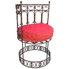 Oscar Bach Style Iron Barrel Back Chair