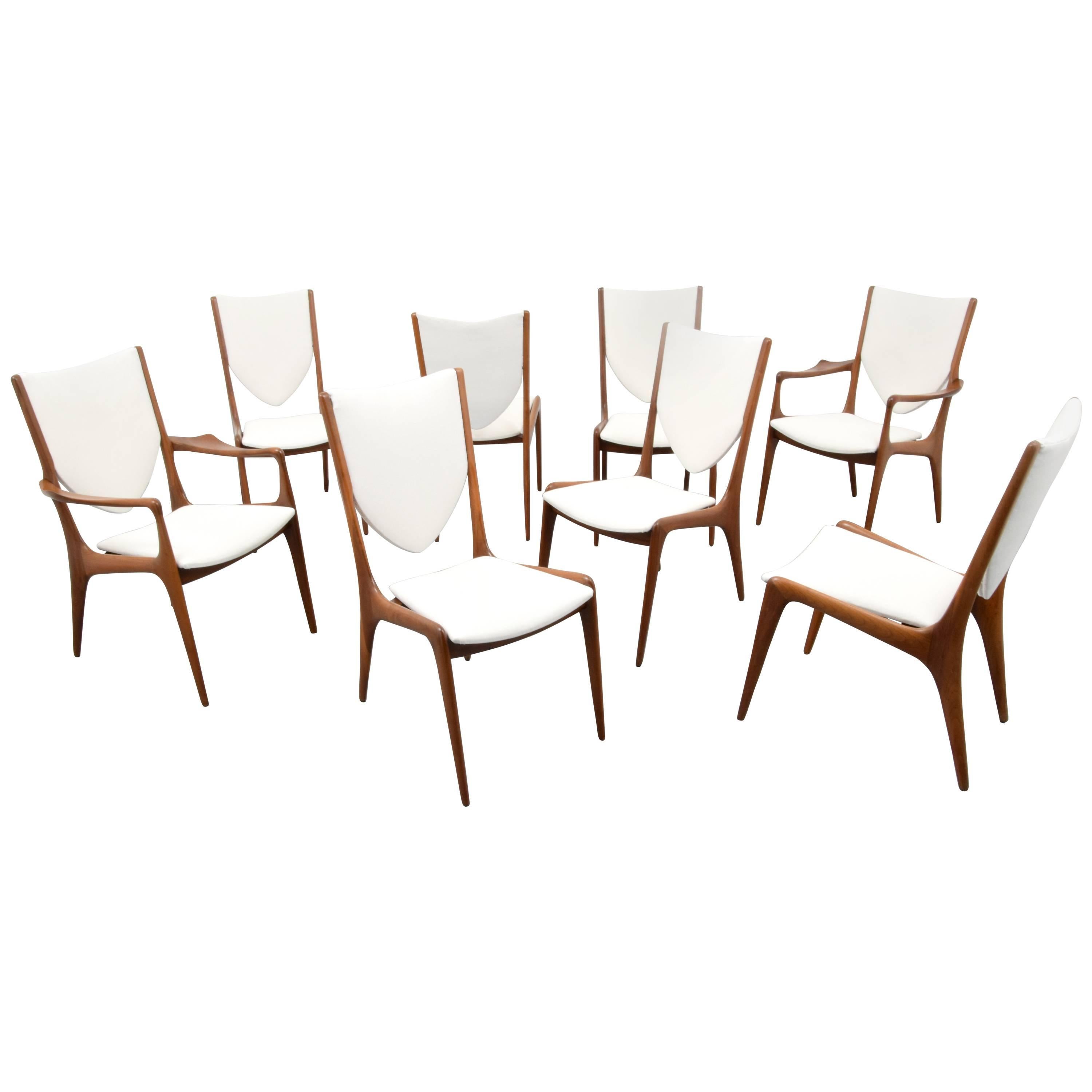 Vladimir Kagan Shield Back Dining Chairs, Set of Eight, circa 1960 For Sale
